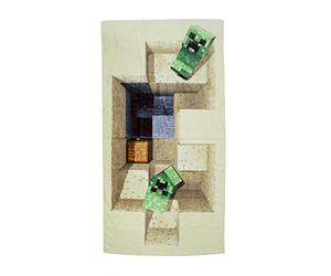 Minecraft Defeat Design Towel, Cotton, Beige, 140 x 70 x 2 cm