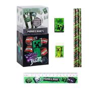 Minecraft Desk Organiser for Boys, Stationery Set Includes Eraser, Ruler, Sharpener and Pencils, Gift for Kids