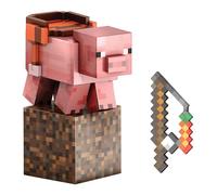 Minecraft Diamond Level Pig Action Figure with 4 Accessories, 5.5-in Collector Scale & Pixelated Design, HTM04