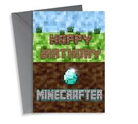 Minecraft Diamond Minecrafter Birthday card for Son; Nephew; Daughter;