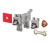 Minecraft Diamond Wolf Action Figure with Accessories Including Magnetic Bone, 5.5-inch Toy Collectible, HLN41