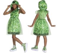 Minecraft 171869K-20L Creeper Hooded Dress, Multi, 7-8 Years