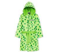 Minecraft Dressing Gown for Boys Fleece Hooded Bathrobe with Pockets Creeper Loungewear Nightwear Teens Gamer Gifts for Boys (7-8 Years, Green)
