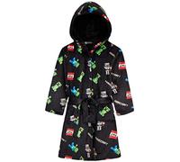 Minecraft Dressing Gown for Boys Fleece Hooded Bathrobe with Pockets Creeper Loungewear Nightwear Teens Gamer Gifts for Boys (7-8 Years, Black)