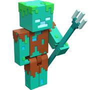 Minecraft Drowned Zombie 3.25scale Video Game Authentic Action Figure with Accessory and Craftablock