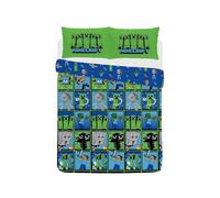 Minecraft Duvet Cover Set Double Creeper Design Bedding Set with Pillowcase Blue Green
