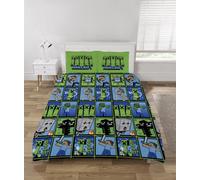 Minecraft Duvet Cover Set Double Creeper Design Bedding Set With Pillowcase Blue Green