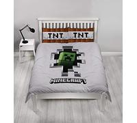 Minecraft Dynamite Double Duvet Cover | Officially Licensed Reversible Two Sided Creeper Design With Matching Pillowcase