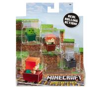 Minecraft FFK78 Minecart Slime Cube, Alex, Skeleton Figure 3 Pack of Toys