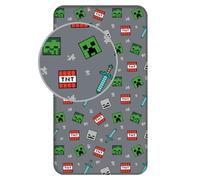 Minecraft Fitted Bed Sheet for Kids - 100% Cotton | Single Size 90x200 + 25 cm | Soft & Breathable Cotton Kids Bed Sheet with Elastic Corners | Minecraft Gamer Bedding for Boys & Girls