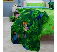 Minecraft Fleece Blanket Throw Levels Creepers Bricks Alex Steve 100 x 150cm