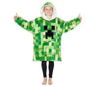 Minecraft Fleece Hoodie Blanket for Kids and Teenagers One Size Kids Fleece Poncho with Sherpa-Lined Hood Gifts for Gamers (Light Green)