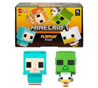 Minecraft Flippin' Figs Sheep & Chicken Figures 2-Pack with 2-in-1 Fidget Play, Large Heads & Pixelated Design, HXK17