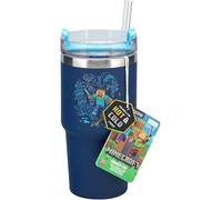 Paladone Gamer Cup - Minecraft Insulated Tumbler 600ml Blue with Straw - Officially Licensed