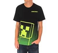 Minecraft Giant Creeper Tee Graphic T-Shirt for Men Tshirt (Black, Black Green Dip Dye, XL