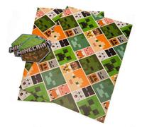 Minecraft Gift Wrap Sheets (Pack Of 2) Green/orange/grey (One Size)