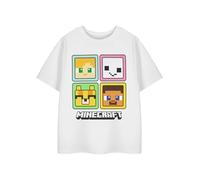 Minecraft Girls Graphic Tee | White Multicolored Steve Alex Creeper Enderman Shirt | Classic Game Theme Top | Casual Wear Gaming Crew Neck Short Sleeve Pull-On Tshirt
