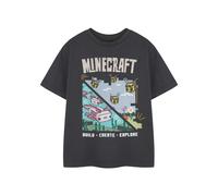 Minecraft Girls Grey Build Create Explore Short Sleeved T-Shirt - 7-8 Years