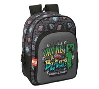 MINECRAFT GRAFFITI - Animated Children's School Backpack, Children's Backpack, Adaptable to Trolley, Ideal for School Children, Comfortable and Versatile, Quality and Resistance, 26 x 11 x 34 cm