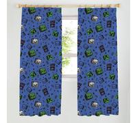 Minecraft Graffiti Pencil Pleat Curtains - Blue - 168x183cm