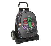 MINECRAFT GRAFFITI - School Backpack, Ergonomic Back, with Safta Evolution Trolley, Ideal for Children of Different Ages, Comfortable and Versatile, Quality and Resistance, 32 x 16 x 44 cm