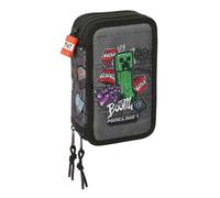 MINECRAFT GRAFFITI - School Pencil Case with 37 Tools Included, Ideal for Children from 5 to 14 Years, Comfortable and Versatile, Quality and Resistance, 12.5 x 5.5 x 19.5 cm