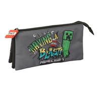 MINECRAFT GRAFFITI - Triple Pencil Case, Children's Pencil Case, Ideal for School Age Children, Comfortable and Versatile, Quality and Resistance, 22 x 3 x 12 cm