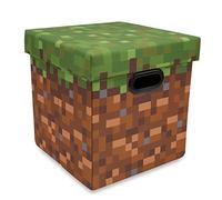 Minecraft Grassy Block Fabric Storage Bin Cube Organizer with Lid | 13 Inches