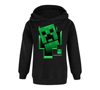 Minecraft Hoodie For Boys | Kids Creeper Inside Black Hooded Jumper | Gamer Sweater Clothing Merchandise 7-8 Years