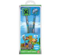 Minecraft Icon Pencil & Topper Pack of 2 in Light Blue Minecraft Light Blue