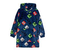 Minecraft Childrens/kids Icons Sherpa Fleece Oversized Hoodie Blanket Blue/green (One Size)
