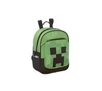 Minecraft - Ideal for Kindergarten and Leisure, with Padded and Adjustable Shoulder Straps, Thermoformed Back and Base, Main Compartment and Front Pocket with Zip Closures, 33 x 22 Hx10 cm, Green and