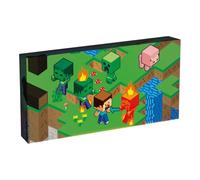 Minecraft Isometric Light Up Canvas 30cm x 15cm, Official Licensed LED Wall Art, Letterbox Framed Canvas Print for Bedroom, Living Room, Home Decor Gift