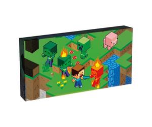 Minecraft Isometric Light Up Canvas 30cm x 15cm, Official Licensed LED Wall Art, Letterbox Framed Canvas Print for Bedroom, Living Room, Home Decor Gift