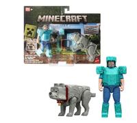 Minecraft JFR71 Movie Core Scale Steve and Wolf Action Figure Set, 4" (2 Pieces)