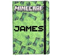 Minecraft - Journal Notebook - Personalised Notebook For Boys - Add Your Name Note Book - 96 Pages - Customised Gifts - Green