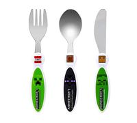 Minecraft Kids 3 Piece Cutlery Set - Includes Knife, Fork and Spoon | Child-Friendly Stainless Steel Flatware Set, BPA-free, food-Safe Material Children's Travel Cutlery Set | Non-Slip & Reusable