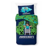 Minecraft Kids Bedding Set | Single Size Duvet Cover 140x200 cm with Pillowcase 50x70 cm, 100% Cotton | Soft, Colorful & Riversible Bedlinen Set for Kids | Official Minecraft ''Game & Creepers''