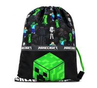 Minecraft Kids Boys Official Game Over Drawstring Trainer Bag Durable 100% Polyester PE Gym Sack with Creeper Print Lightweight And Water-Resistant Sports PE Kit Bag