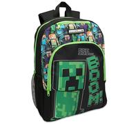 Minecraft Kids Creeper Backpack Childrens School Bag Boys Rucksack | Adjustable Straps Zip Closure Side Bottle Pocket Lightweight Design