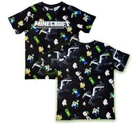 Minecraft Kids Creeper T Shirt - Boys Black Cotton T-Shirt Official Print - Kids T-Shirt Gadget Minecraft - Gift Idea for Video Game Lovers, Black, 6 Years