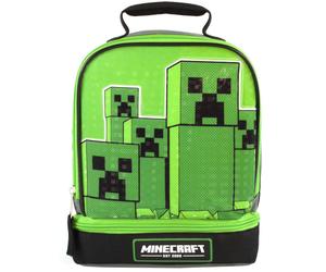 Minecraft Kids Lunchbox Creeper Zip Compartment Green Lunch bag