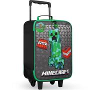 Minecraft Kids Suitcase with Wheels Foldable Trolley Bag Creeper Luggage Travel Bag 40 x 30 x 14cm 15L Holiday Weekend Trips Travel Essentials (L46cm x W30cm - 15L, Black)