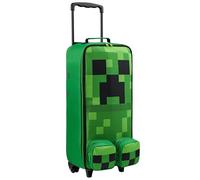 Minecraft Kids Suitcase with Wheels Foldable Trolley Bag Creeper Luggage Travel Bag 57 x 17 x 25cm 17L Holiday Weekend Trips Travel Essentials (L64cm x W25cm - 17L, Green)