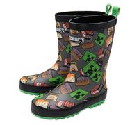 Minecraft Kids Wellies Childrens Welly Creeper - Grey/Green - UK 13
