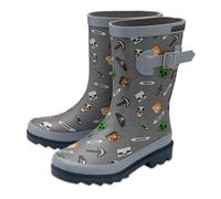 Minecraft Kids Wellies Childrens Welly Green Graffiti Design - Grey - UK 2