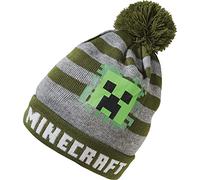 Minecraft Kids Winter Hat - Creeper Bobble Hat - Boys Knitted Hat - Size 52/54 - Officially Licensed - Green/Grey - Polyacrylic, gray, 6 5/8