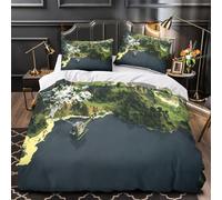 Minecraft Landscape Comforter Cover 3D Print Hypoallergenic 3PCs Bed Linen Hidden Zipper blocky Terrain Duvet Cover Extra Soft Breathable for Teens Youth Adults Women Kids Boys Single（135x200cm）