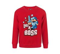 Minecraft Like A Boss Steve Boy's Red Long Sleeve Sweatshirt Jumper