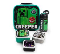 Minecraft Lunch Bag Bottle and 3 Snack Pot (Unisex Kids Black)